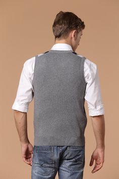 New Fashion Mens Wool Knitted Sweater Vest Plaid Cashmere Sweater Men Spring Autumn Casual Vests Pullover Men Cotton Sweater Vest For Winter, Gray Crew Neck Sweater Vest For Winter, Winter Knitted Crew Neck Vest, Winter Crew Neck Knitted Vest, Knitted Crew Neck Winter Vest, Classic Crew Neck Sweater Vest For Winter, Gray Crew Neck Sweater Vest For Layering, Knitted Sweater Vest, Cashmere Sweater Men