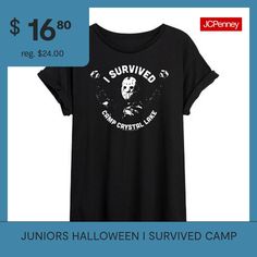 a t - shirt with the words i survived our crystal lake on it and an image of