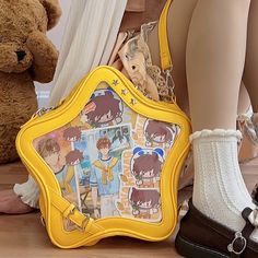 Ita Backpack Ideas, Ita Bag Aesthetic, Star Shaped Bag, Ita Bag Ideas, Weird Bags, Pin Display Bag, Ita Backpack, Y2k Things, Space Backpack