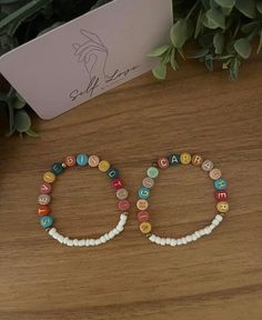 Personalized beaded name bracelet. Colorful alphabet letters. Elastic. White accent beads. Don't see your size? Message me for a specific length! Beaded Name Bracelet, Colorful Alphabet, L Alphabet, Name Bracelet, Alphabet Letters, White Accents, Beautiful Bracelet, Lettering Alphabet, Alphabet