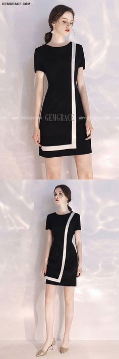 Black And White Color Blocks Semi Party Dress With Sleeves Ref#HTX97088 at GemGrace. #HomecomingDresses Shop now to get $10 off. Pro custom-made service for wedding dress, formal dress. View Cocktail Dresses,Homecoming Dresses,Wedding Guest Dresses,Short Homecoming Dresses,Black Homecoming Dresses,Tight Homecoming Dresses,Modest Homecoming Dresses for more ideas. Click to shop now! #BuyableHomecomingDresses White Short Sleeve Dress With Splicing, Elegant White Mini Dress With Splicing, Summer Party Dress With Contrast Color, White Spliced Dress For Party, Elegant Knee-length Mini Dress With Splicing, White Knee-length Spliced Dress, White Knee-length Dress With Splicing Details, White Knee-length Dress With Splicing, Party Color Block Knee-length Dress