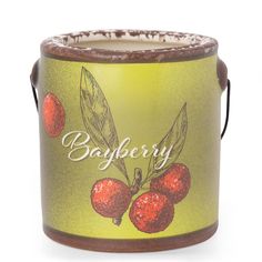 a green tin with berries on it and the words baggerry written in white