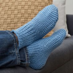 Red Heart Time-Off Slipper Socks | Yarnspirations Knit Slippers Free Pattern, Easy Knitting Patterns Free, Knitted Slippers Pattern, Blue Socks, Crochet Socks, Sock Knitting Patterns, Knitted Socks, Slippers Pattern, Easy Knitting Patterns