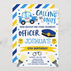 this is a police birthday party card