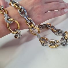 Mixed Metal Necklace, Chunky Chain Necklace, Extraordinary Jewelry, Round Dangle Earrings, Gold Chain Choker, Chunky Bracelet, Chunky Chain Necklaces, Chunky Bracelets, Metal Necklace