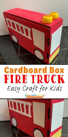 cardboard box fire truck craft for kids to make