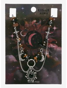 Cosmic Aura Brown Celestial Necklace | Hot Topic Bohemian Star Charm Necklace For Festivals, Bohemian Necklace With Star Charm For Festivals, Bohemian Festival Necklaces With Star Charm, Spiritual Necklaces With Sun And Moon Design For Festivals, Whimsigoth Outfits, Cosmic Aura, Celestial Energy, Funny Necklace, Earthy Necklace