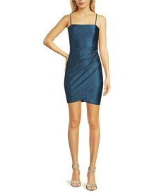 Square Neck Glitter Wrap Dress | Dillard's Elegant Party Mini Dress With Wrap-around Straps, Party Mini Dress With Spaghetti Straps And Wrap-around Straps, Elegant Mini Dress With Wrap-around Straps For Party, Fitted Mini Dress With Wrap-around Straps For Party, Fitted Mini Dress With Spaghetti And Wrap-around Straps, Chic Mini Dress With Wrap-around Spaghetti Straps, Glamorous Ruched Bodycon Dress With Spaghetti Straps, Glamorous Ruched Spaghetti Strap Bodycon Dress, Party Mini Dress With Wrap-around Straps