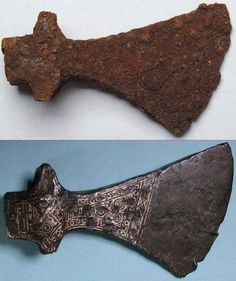 Viking axe before and after restoration - Imgur Machado Viking, Real Vikings, Arte Viking, Viking Battle, Viking Art