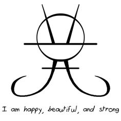 an astro sign with the words i am happy, beautiful and strong in black ink