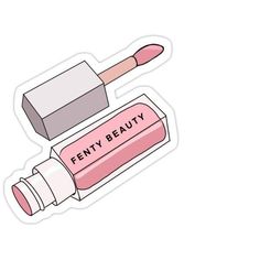 a pink lipstick sticker with the word envy beauty on it's bottom and an empty tube next to it