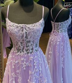 A-line Lace Prom Gown, Lace A-line Prom Gown, Lace A-line Gown With Sweep Train, A-line Lace Gown For Prom Season, Purple Dress With Lace Bodice, Purple Lace Dress For Debutante Ball, Fitted Homecoming Dresses, Purple Prom Dresses, Blue Sequin Prom Dress