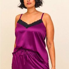 New With Tags Sold Out At Torrid Torrid Sleep Cami - Lace Trim Tank - Dream Satin Soft - Violet - Plus Size *Dream Satin Woven Fabric: A Soft, Stretchy Satin That's Smooth And Cool Against Your Skin. - V Neck. - Sleeveless. - Camisole Profile. - Measures 30" From Shoulder (Size 2). - Lace Trim Detail. - 92% Polyester, 8% Spandex. - Machine Wash Cold. Tumble Dry Low. New To Poshmark? ** Use Offer Code "Curvyfashion4u" For $10 Off Your First Purchase. (Details From Torrid) 19621865/Qe Purple Sleeveless Sleep Camisole, Purple Sleeveless Camisole For Sleep, Purple Sleeveless Camisole For Loungewear, Purple Cami Tops For Loungewear, Purple Camisole Top For Loungewear, Purple V-neck Camisole For Loungewear, Torrid Lingerie, Red Lace Babydoll, Pajama Dress