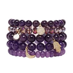 BuDhaGirl's newest must-have for stacking is the Chamonix, a set of five natural stone charm-bead bracelets. Available in multiple divine colors. Stone Bead Bracelets, Bangle Box, Fawn Colour, Wrist Stacks, Black Amethyst, Ombre Effect, Bead Charm Bracelet, Bead Bracelets, Coral Turquoise