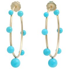 Handcrafted from 18 Karat Gold, these beautiful hoop earrings are set with 18.73 carats turquoise. FOLLOW MEGHNA JEWELS storefront to view the latest collection & exclusive pieces. Meghna Jewels is proudly rated as a Top Seller on 1stDibs with 5 star customer reviews. All items manufactured by us are handmade and can be customized or redesigned. Composition Size-57X46 MM Total Weight-12.232 Gold Weight(Gms)-8.486 Turquoise Wt(Cts)-18.73 Modern Hoop Earrings, Half Hoop Earrings, Rose Gold Hoop Earrings, Turquoise Hoop Earrings, Turquoise Hoops, Pearl Hoop Earrings, Diamond Hoop Earrings, Antique Earrings, Rose Gold Earrings