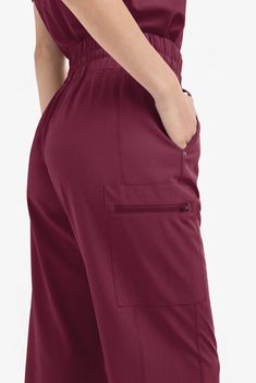 Burgundy Scrubs | Wine Color Scrubs | Uniform Advantage Scrubs Uniform Cute, Ceil Blue Scrubs, Burgundy Scrubs, Tech Outfit, Yoga Scrub Pants, Red Scrubs, Leg Scrub, Scrub Style, Scrubs Outfit