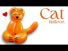 an orange cat balloon sitting on top of a white background with the words, i love cats