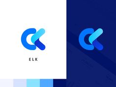 the letter c and k logos are designed in blue, white and pink colors with overlapping shapes