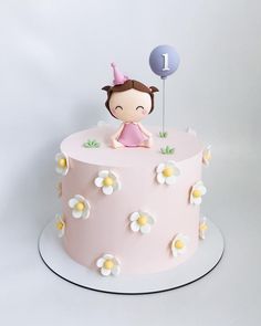 Cake Ideas For 1st Birthday, Birthday Cake For 1st Birthday, Baby Girl Birthday Cake Ideas, 1 Birthday Cake Girl, Girl Cake Ideas, Cake For Baby Girl, Two Birthday Cake, Cake For Baby, Cake Kids Birthday