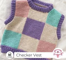 a knitted vest is shown with the words checker vest on it