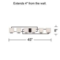 an image of a bathroom light fixture with measurements for the width and length on it