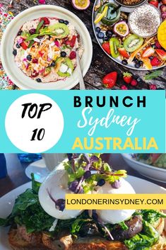 brunch sydney australia with text overlay that reads top 10 brunch sydney australia