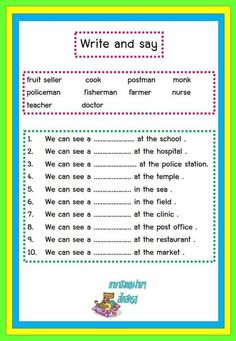 an english worksheet with the words write and say