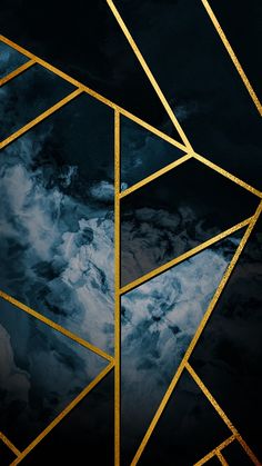 an abstract background with gold lines and clouds