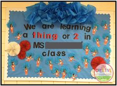 we are learning a thing or 2 in ms class bulletin board with cheerleaders