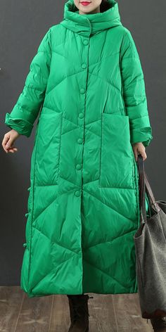 top quality green warm winter coat oversize down jacket hooded Button Down women Jackets Down Coat Outfit, Thick Clothes, Button Down Women, Casual Trench Coat, Parka Jacket Women, Plus Size Coat, Coat Plus Size, Coats Fashion, Iranian Women Fashion