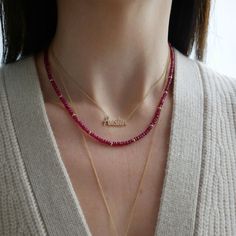 Add a special touch to your look. Our Birthstone Bead Collection styles are crafted with natural stones and ten 14k gold rondelles strung on a coated wire for maximum durability. Wear your own birthstone—or a loved one’s—for a meaningful layer in any necklace stack. Ruby is July's birthstone. Fine Jewelry Single Strand Beaded Necklaces As A Gift, Elegant 14k Gold Filled Gemstone Beads Necklace, Fine Jewelry Beaded Necklace With Gemstone Beads As Gift, Elegant 14k Gold-filled Gemstone Beads Necklace, Yellow Gold Rondelle Beaded Necklace With Polished Beads, Gold Beaded Necklaces With Birthstone, Gold Birthstone Beaded Necklaces, Gold Beaded Birthstone Necklaces With Round Beads, Gold Beaded Birthstone Necklace With Round Beads