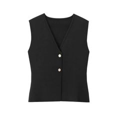 This elegant knitted vest is designed for those who appreciate a blend of style and comfort in their wardrobe-essentials. With its sleek silhouette and minimalist design, this vest is perfect for layering over various outfits, adding a refined touch to any look. Features: Material: Crafted from a soft and durable knit fabric, ensuring both comfort and longevity. Design: Features a V-neckline and a button-down front, providing a classic and timeless look. Fit: The vest is tailored to offer a flat Fall Workwear Sweater Vest With Buttons, Classic Sleeveless Cardigan For Work, Chic Knit Sweater Vest For Work, Elegant Sleeveless Cardigan For Layering, Elegant Fall Sweater Vest With Buttons, Fitted Solid Color Sweater Vest For Work, Classic Sweater Vest With Button Closure For Work, Chic Sweater Vest For Work With Button Closure, Fitted Solid Sweater Vest For Work