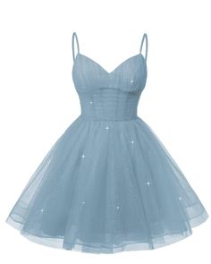 Cinghie di spaghetti da donna a V Women's Neck Abiti di ritorno a casa polverosi con abiti da ballo corti da corsetto per adolescenti Blue Fitted Dress With Adjustable Straps, Blue Dress With Adjustable Straps And Fitted Bodice, Fitted Blue Dresses With Straps, Blue Dresses With Sweetheart Neckline And Straps, Blue Dress With Straps And Sweetheart Neckline, Blue Mini Dress With Adjustable Straps For Party, Blue Sweetheart Neckline Dress With Straps, Blue Tulle Dress With Spaghetti Straps, Blue Party Dresses With Adjustable Straps