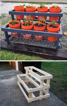 an old pallet is transformed into a planter with some plants growing out of it