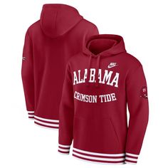 Embrace undeniable Alabama Crimson Tide style in this Nike Legacy Retro Pullover Hoodie. This pullover features embroidered fabric appliques on the sleeves and an embroidered wordmark across the torso for a look that's big on Alabama Crimson Tide spirit. Featuring rib-knit cuffs and a waist hem with team-colored striping, this midweight option has the perfect finish fit for keeping comfortably warm on cooler game days ahead. Florida State Seminoles, Embroidered Fabric, Alabama Crimson, Alabama Crimson Tide, Crimson Tide, New York Jets, Men's Nike, Alabama, Appliques