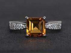 Welcome to my shop, you can find many beautiful gemstone jewelry here, and you also can ask for customized service. Main Stone: natural citrine, square cut, measures 7X7mm, weight 1.60 carats;Accent Stones: noneMetal: 925 sterling silver plated with rhodium. I also can provide metal options such as 14k solid yellow/white/rose goldSetting: prong settingMy shop home: https://www.etsy.com/shop/XCjewelryStudio?ref=hdr_shop_menuIt's a perfect gift for the person who was born in November (Birthstone), Luxury Citrine Crystal Ring As Gift, Luxury Citrine Crystal Ring Gift, Luxury Silver Citrine Crystal Ring, Mystic Topaz Engagement Ring, Minimalistic Jewellery, Ring Yellow Stone, Opal Birthstone Ring, Yellow Stone Ring, Cushion Cut Wedding Rings