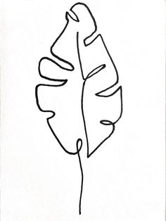 a black and white drawing of a leaf