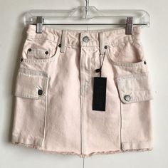 Colin Skirt In Light Pink Is A Straight Slim Fit, Non-Stretch, High Rise Skirt With Cargo Side Pockets. - Condition Is New With Tags - Size: 25 In Light Pink - Straight Slim Fit, High Rise Skirt - Non-Stretch (100% Cotton) - Cargo Side Pockets - Hand Wash Cold High Rise Denim Skirt, Denim Wrap Skirt, Distressed Jean Skirt, Distressed Skirt, High Rise Skirt, Distressed Denim Skirt, Skirt Y2k, Denim Jean Skirt, Jean Mini Skirts