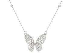 Bella Luce ® white diamond simulant 3.34ctw baguette and round, rhodium over sterling silver butterfly necklace. Measures approximately 18"L x 1.19"W and has a lobster claw clasp. The diamond equivalent weight is 2.60ctw. Fine Jewelry Butterfly Pendant With Diamond Accents, Fine Jewelry With Butterfly Diamond Accents, Fine Jewelry Butterfly With Diamond Accents, Fine Jewelry Diamond Butterfly Necklace, Fine Jewelry With Cubic Zirconia Butterfly Charm, Fine White Gold Butterfly Jewelry, Formal Cubic Zirconia Butterfly Charm Jewelry, Butterfly-shaped Brilliant Cut Diamond Jewelry, Butterfly Shaped Brilliant Cut Diamond Jewelry