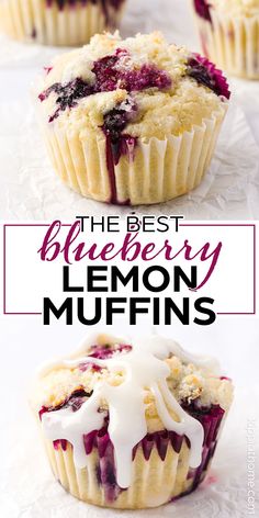 blueberry lemon muffins Moist Muffins, Mug Cakes, Lemon Muffins, Lemon Glaze, Lemon Flavor, Summer Dessert Recipes, Blueberry Recipes