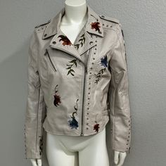 Faux Leather Jacket, Faux Leather Jackets, Colorful Pictures, Silver Studs, Green Leaves, Front Zipper, All The Colors, Zip Ups, Faux Leather