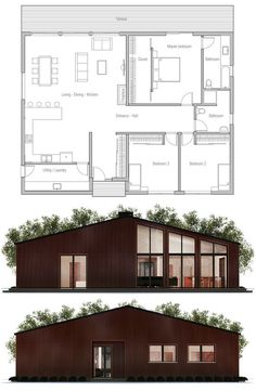 two floor plans for a small house