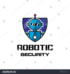 robot security logo design with shield