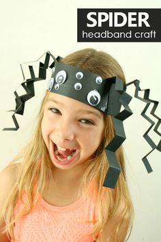 Spider Headband Craft Halloween Activity for Kids #preschool #halloween #kindergarten #kidscrafts Halloween Craft For Preschool Party, Spider Hats For Kids, Vpk Halloween Crafts, Spider Hats Preschool, Spiderweb Preschool Crafts, Halloween Decorations Preschool Classroom, Insect Hats Preschool, Halloween In Preschool, Halloween Toddlers Craft