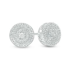 You'll adore the petite touch of shimmer these dainty diamond accent double frame studs add to your attire. Crafted in sterling silver Each earring features a diamond accent artfully set to enhance size and sparkle. Concentric circles of beading around the centerpiece catch and reflect light for a dazzling look. These post earrings secure comfortably with friction backs. Beaded Frame, Concentric Circles, Discount Jewelry, Silver Engagement Rings, White Gold Jewelry, Flower Earrings Studs, Small Earrings, Heart Earrings Studs, Sterling Silver Studs