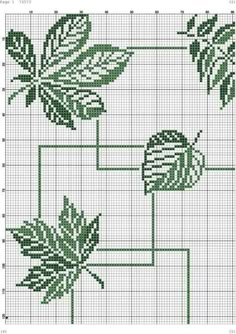 a cross stitch pattern with leaves on it