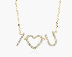 14K Yellow Gold I Heart You Necklace. Say the three most important words in the most brilliant way with this shining, shimmering necklace. This meaningful and charming necklace makes the perfect gift! aka Diamond Necklaces Word Jewelry, Bday Gifts, Word Necklace, Preppy Jewelry, Jewelry Words, Diamond Necklaces, James Allen, Preppy Outfits, Thank You Gifts