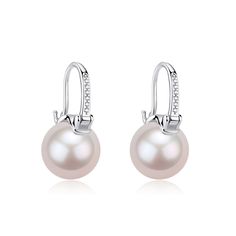 Experience timeless elegance with these exquisite earrings, showcasing lustrous 11-12mm freshwater pearls. Set in finely crafted silver and accentuated with twinkling cubic zirconia, these large pearl earrings are a statement of sophistication. Their unique bucket-shaped design is a perfect blend of classic allure and contemporary artistry. Wear them to elevate any outfit or gift them to someone special. These popular earrings design features AAA quality, round freshwater pearls measuring 11-12m Elegant Silver Pearl Earrings For Evening, Elegant Silver Akoya Pearl Earrings, Silver Akoya Pearl Drop Earrings, Elegant Silver Pearl Earrings, Luxury Pearl White Sterling Silver Pearl Earrings, Silver Akoya Pearl Earrings With Pearl Charm, Luxury Silver Earrings With Pearl Pendant, Elegant White Gold Pearl Earrings, Elegant Pearl Pendant Earrings With Cubic Zirconia