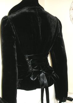 Vintage+Black+Velvet+Corset+Jacket+Coat+Goth+Lolita+by+r3vamp,+£32.00 Goddess Clothing, Black Velvet Corset, Ball Outfit, Goth Stuff