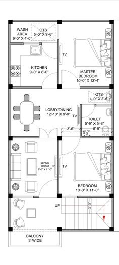 the floor plan for a two story house with an attached bathroom and living room area